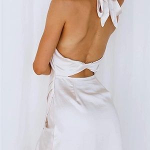 White Satin Halter-top Cocktail Dress, Size Medium